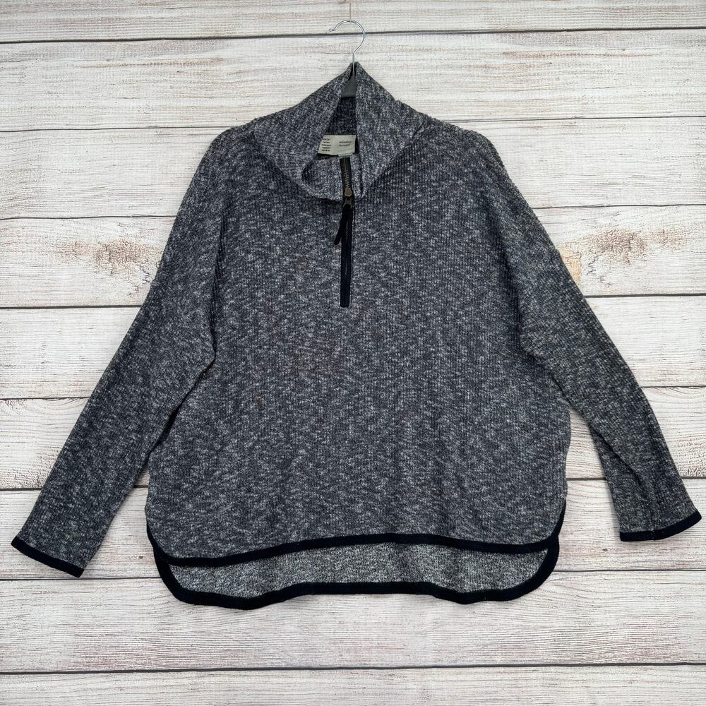 Saturday Sunday Anthropologie‎ 1/4 Zip Pullover Womens Small Gray High Low Hem